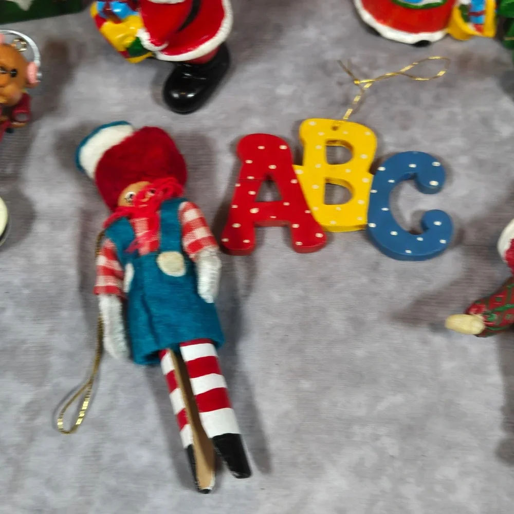 Vintage Christmas Ornaments‎ Santa Horse Raggedy Ann Lot of 13